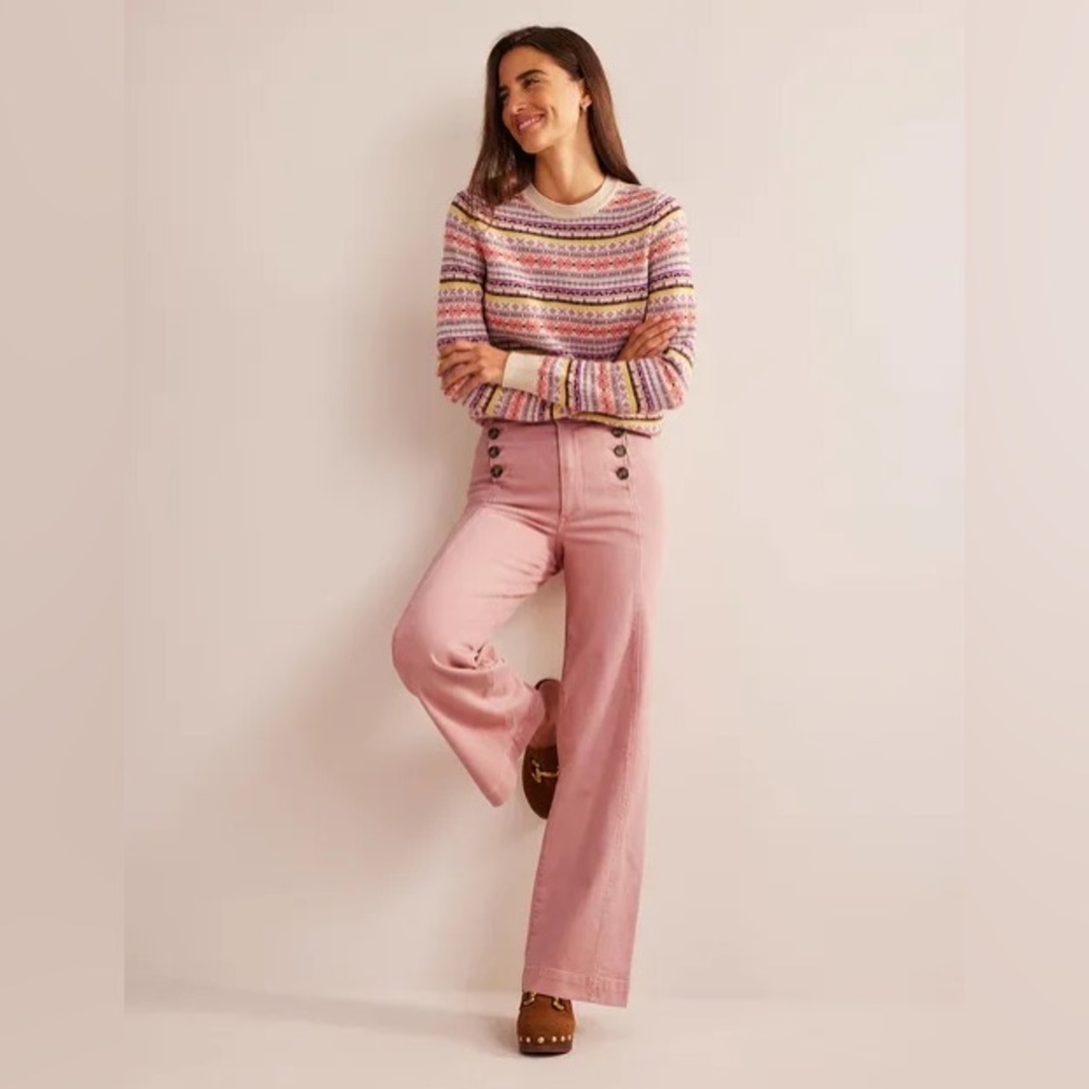 NWT Boden Sailor Wide Leg Pants in Pink